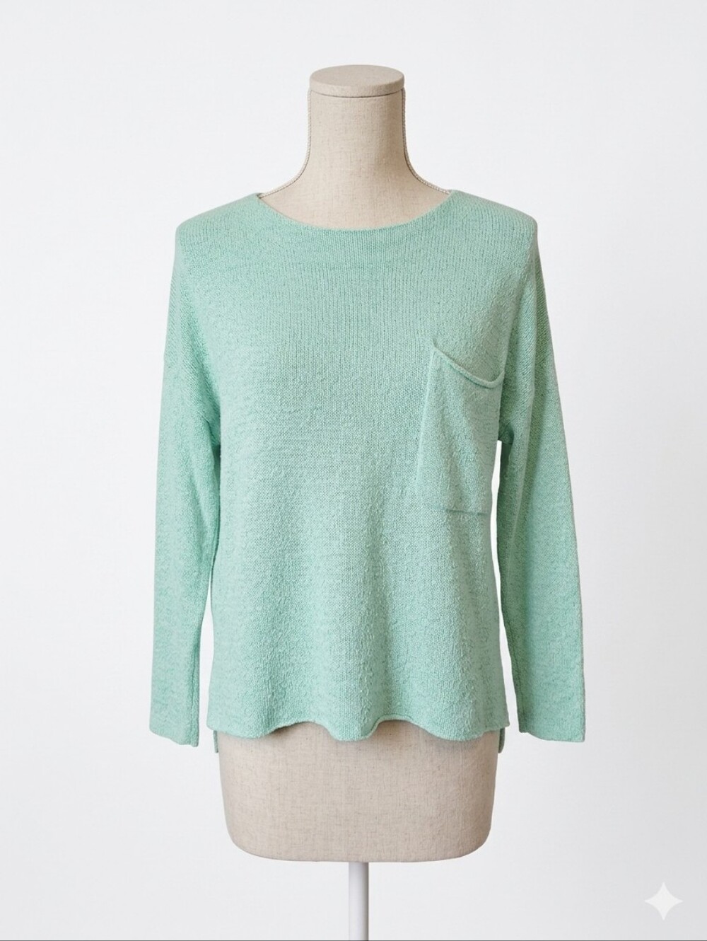 Zara Mint Green Crewneck Pocket Sweater - Women